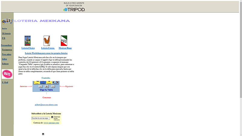 Tripod Loteria Website Java Applet